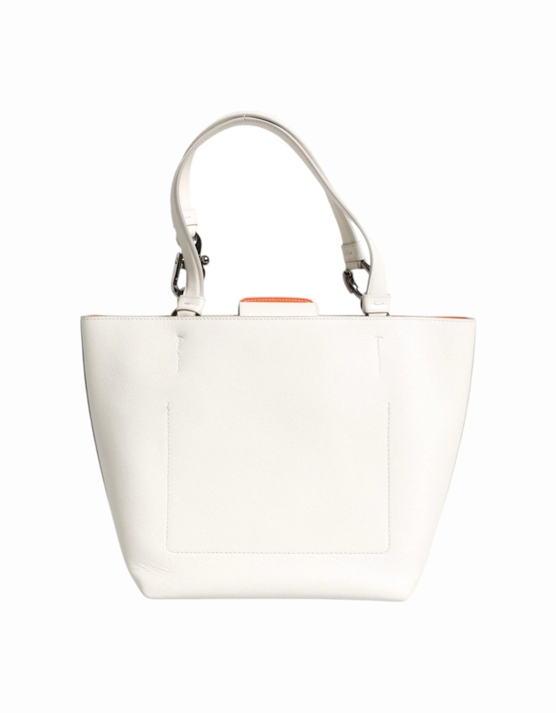 Leather Tote Bag with Silver-Tone Hardware Women - White