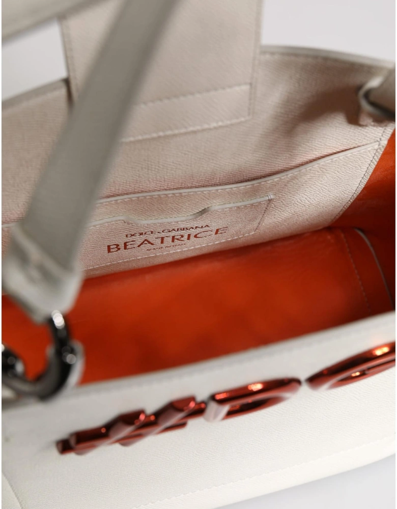Leather Tote Bag with Silver-Tone Hardware Women - White