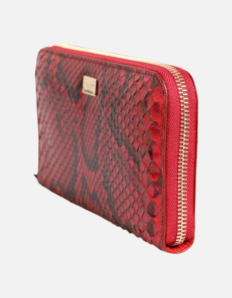 Textured Python Zip-Around Wallet with Logo Plaque Women Wallets