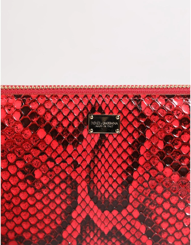 Textured Python Zip-Around Wallet with Logo Plaque Women Wallets