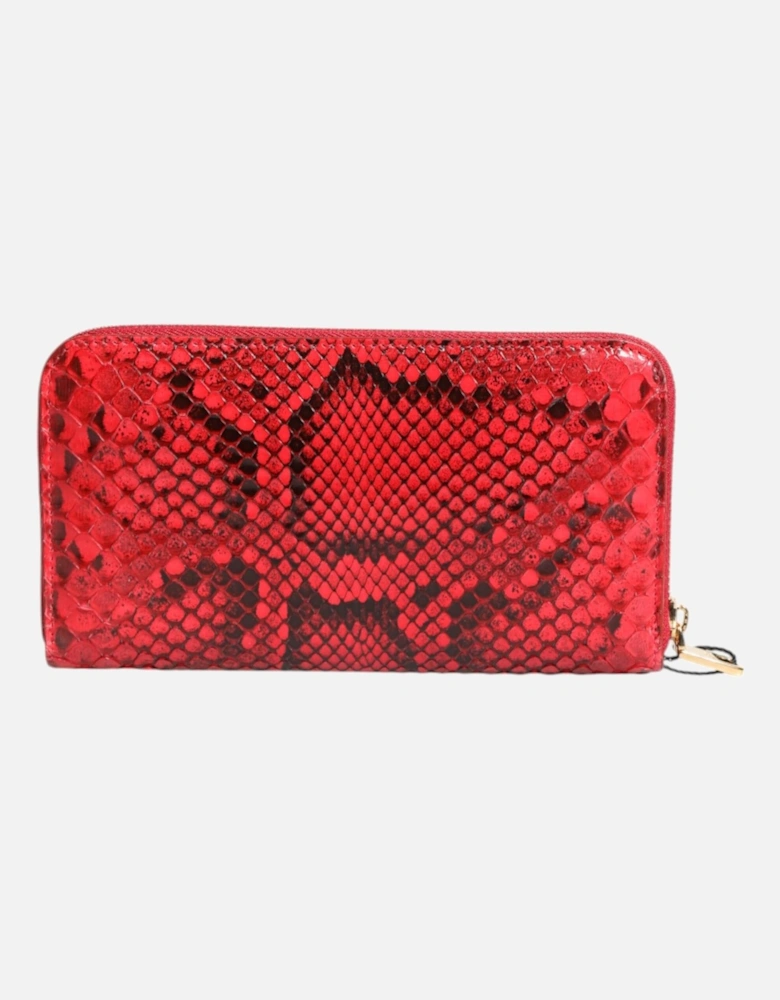 Textured Python Zip-Around Wallet with Logo Plaque Women Wallets