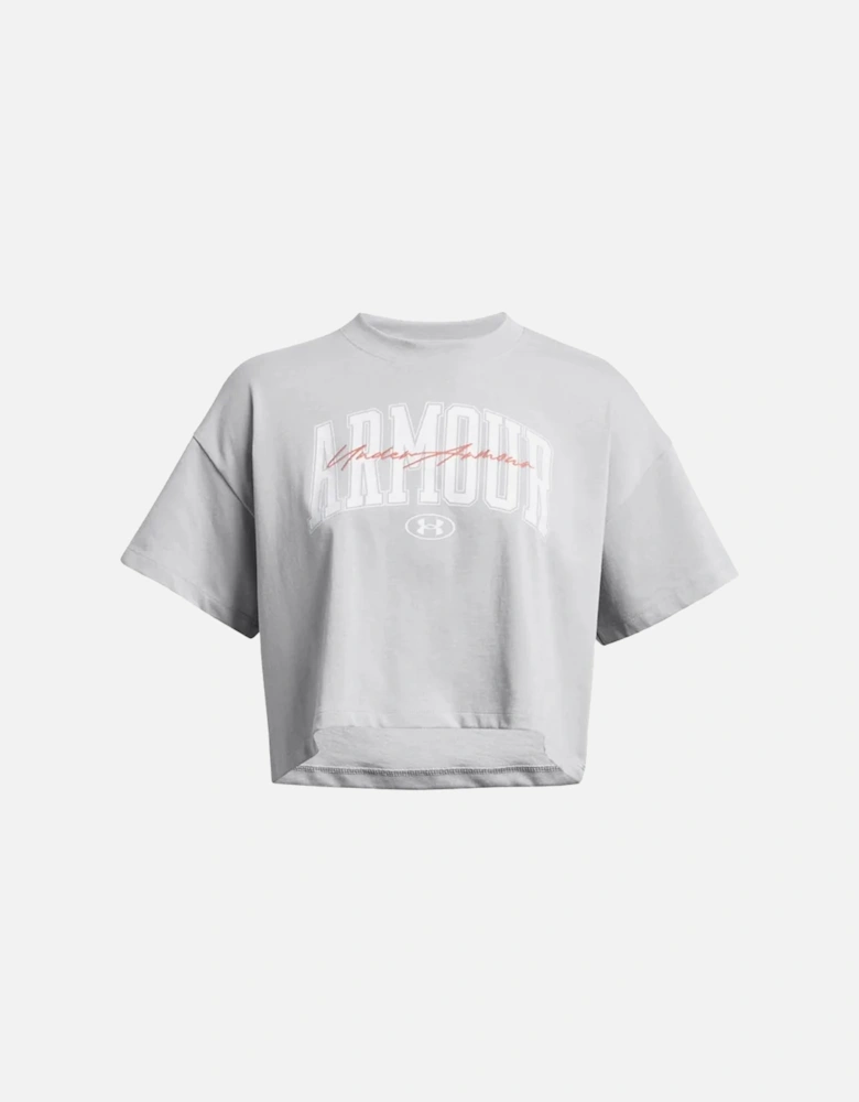 Womens/Ladies Wordmark Heavyweight Crop T-Shirt