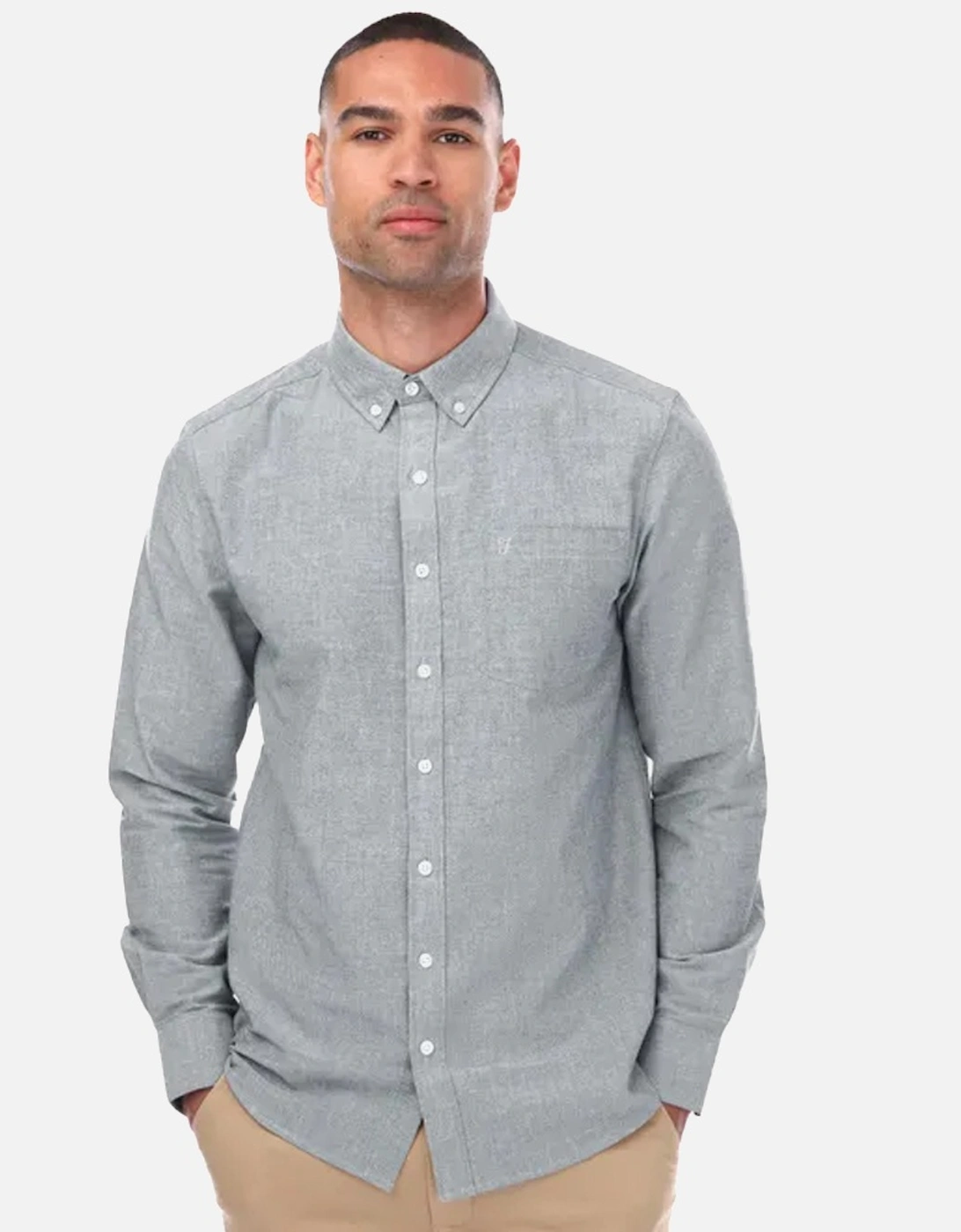 Farah Men's Grey Drayton Long-Sleeved Shirt - - : 38/Regular M