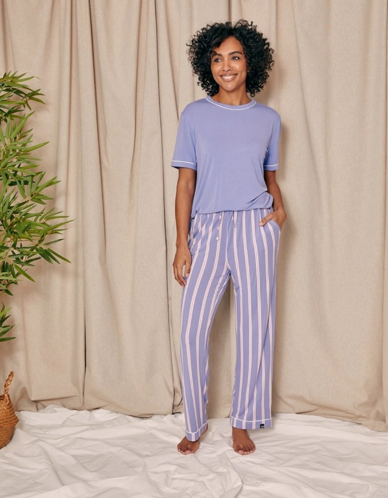 Bamboo Tee and Trouser Set in Heather Stripe