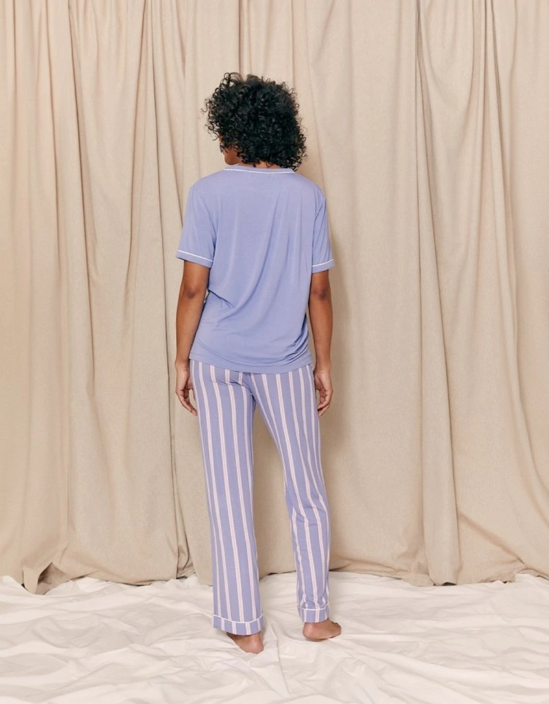 Bamboo Tee and Trouser Set in Heather Stripe