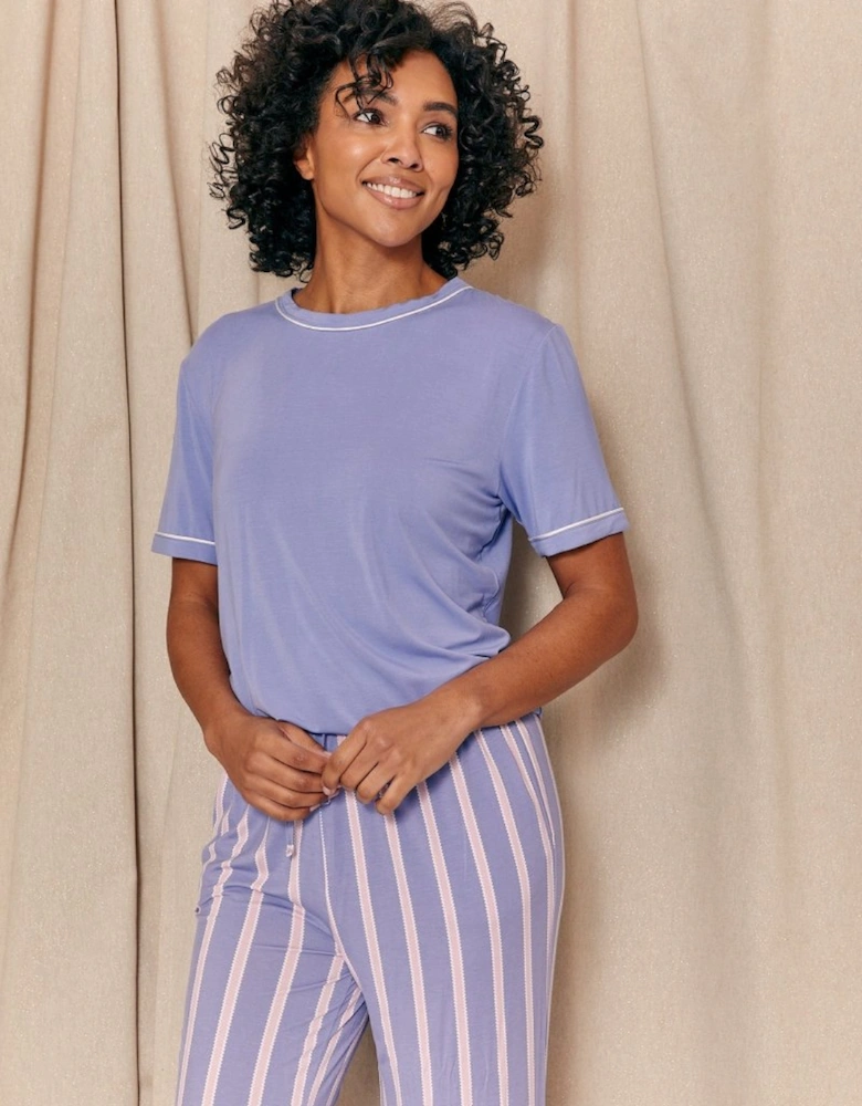 Bamboo Tee and Trouser Set in Heather Stripe