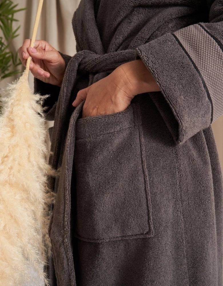 Bamboo Towelling Robe in Smoke Grey