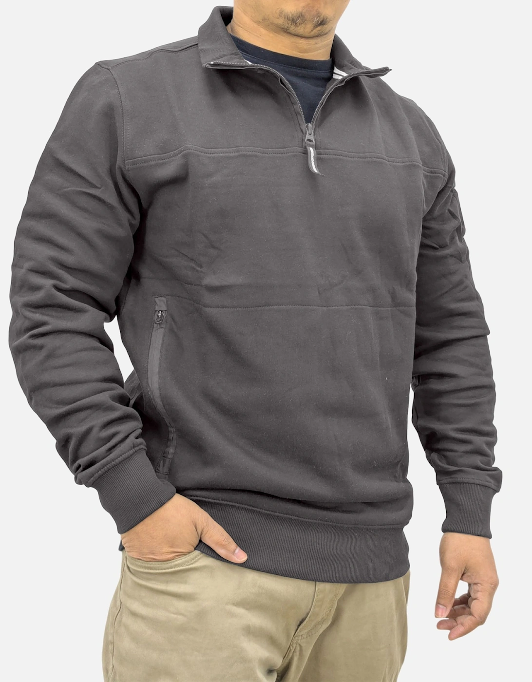 Double Grove Mens Sweatshirt Pullover Funnel Neck Casual Cotton