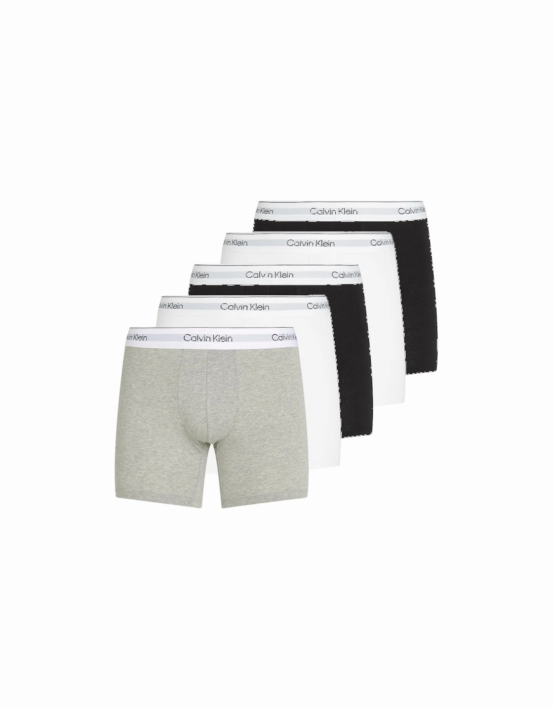 Calvin Klein Men's Grey 5-Pack Icon Cotton Stretch Boxer Briefs, Black/White/ Heather - : 32/33/32 Medium