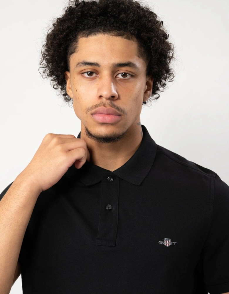 Mens Regular Fit Short Sleeve Shield Logo Pique Polo NOS