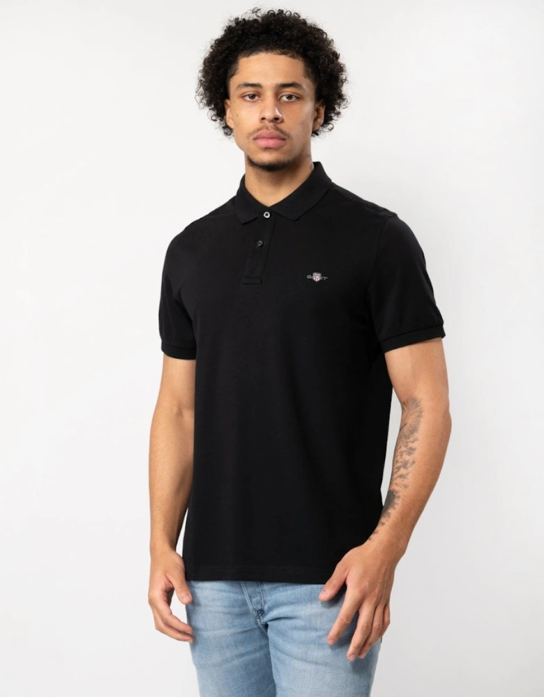 Mens Regular Fit Short Sleeve Shield Logo Pique Polo NOS