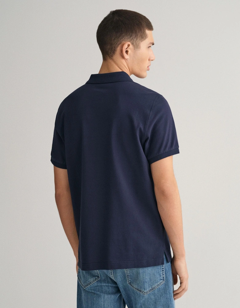 Mens Regular Fit Short Sleeve Shield Logo Pique Polo NOS