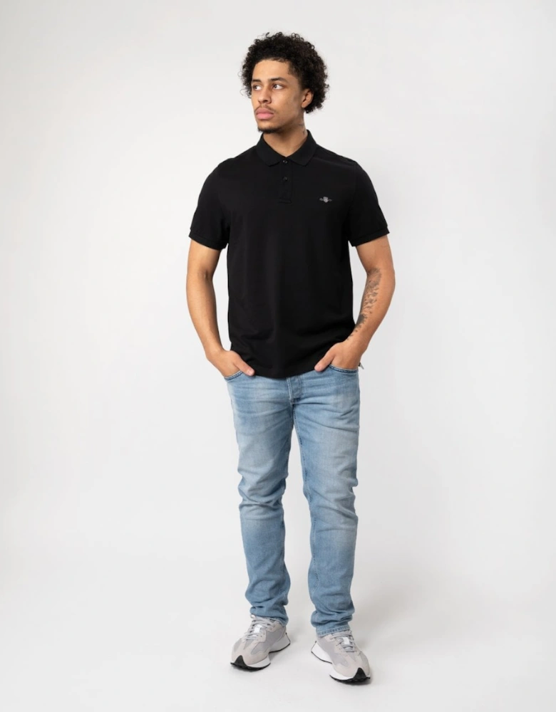 Mens Regular Fit Short Sleeve Shield Logo Pique Polo NOS
