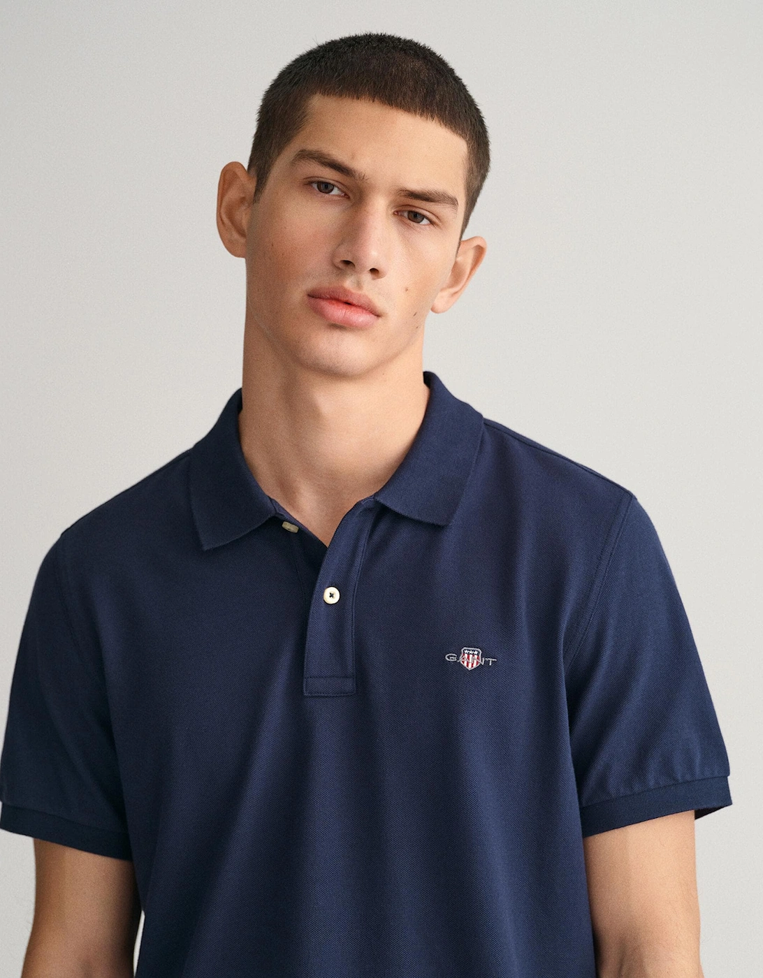 Mens Regular Fit Short Sleeve Shield Logo Pique Polo NOS