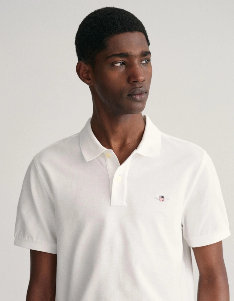 Mens Regular Fit Short Sleeve Shield Logo Pique Polo NOS