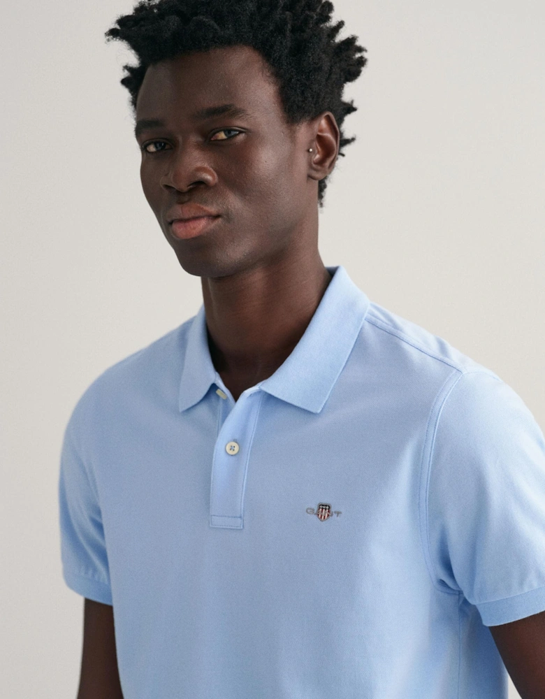 Mens Regular Fit Short Sleeve Shield Logo Pique Polo NOS
