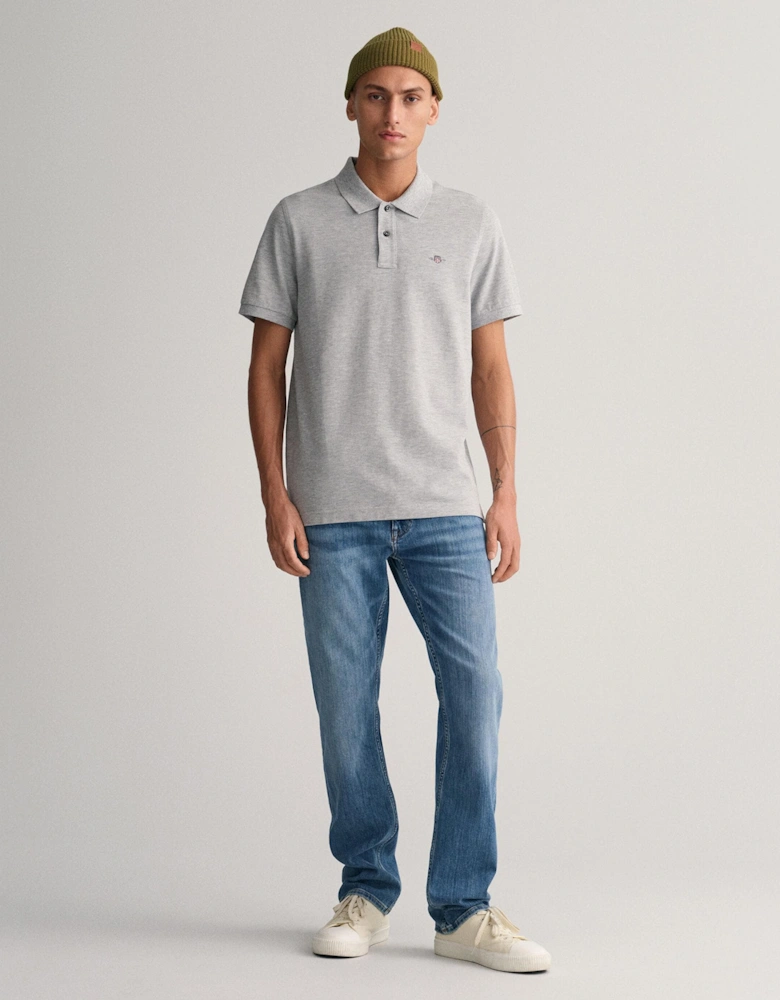 Mens Regular Fit Short Sleeve Shield Logo Pique Polo NOS