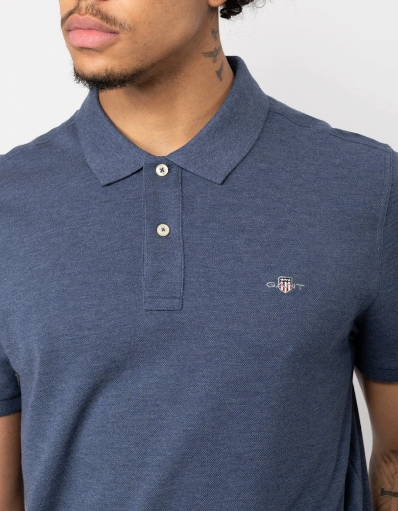 Mens Regular Fit Short Sleeve Shield Logo Pique Polo
