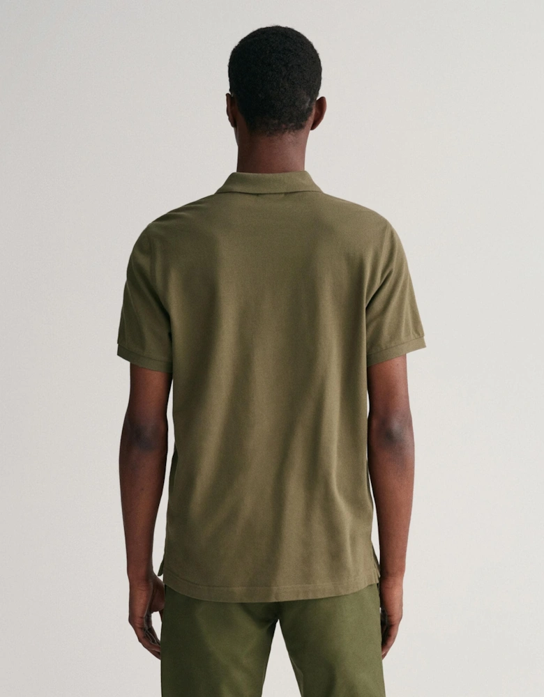 Mens Regular Fit Short Sleeve Shield Logo Pique Polo