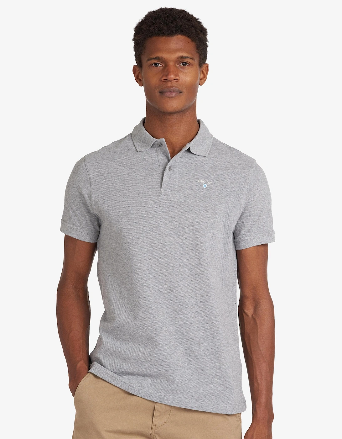Mens Sports Polo Shirt grey Marl, 7 of 6