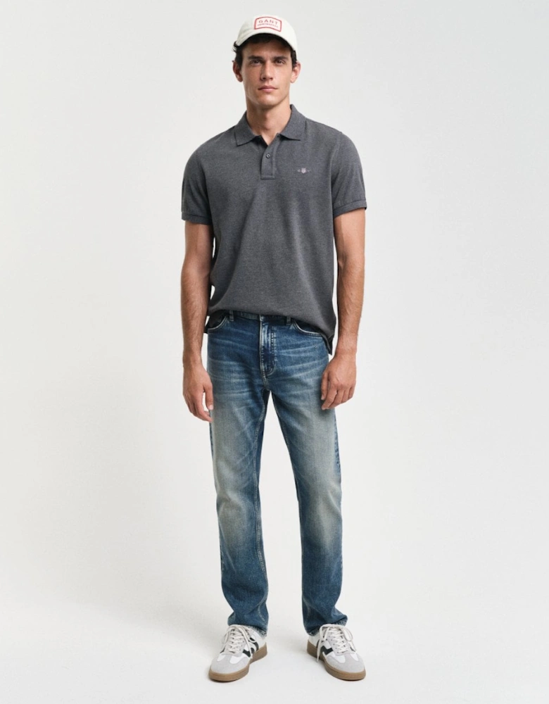 Mens Regular Fit Short Sleeve Shield Logo Pique Polo