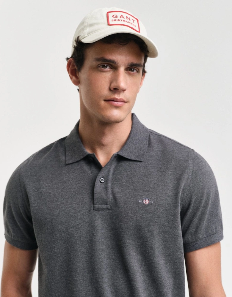 Mens Regular Fit Short Sleeve Shield Logo Pique Polo