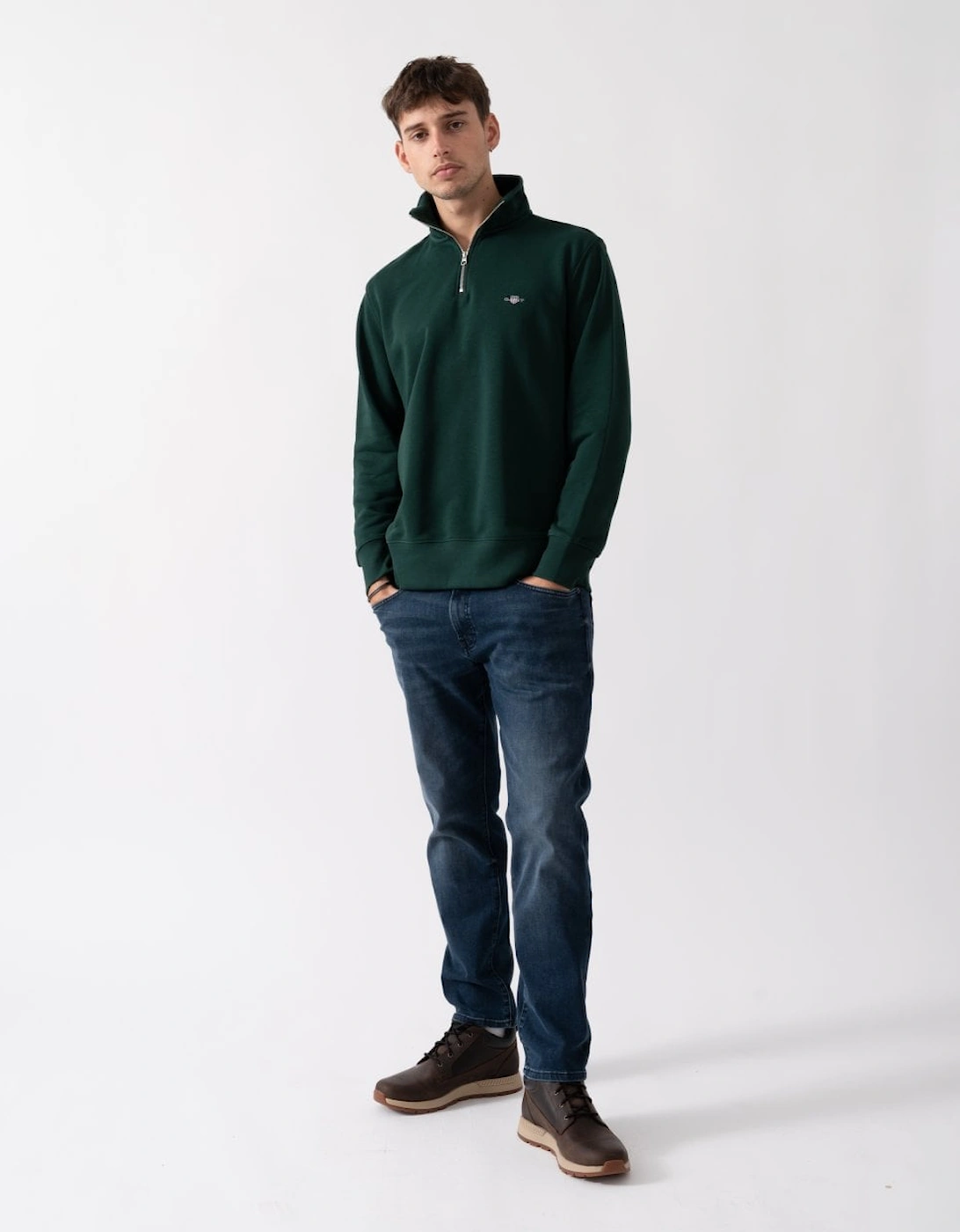 Mens Regular Fit Shield Logo Half Zip Sweatshirt