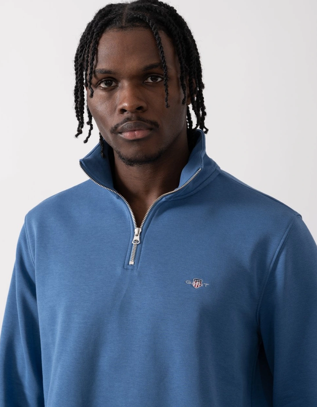 Mens Regular Fit Shield Logo Half Zip Sweatshirt - 442 Vintage Blue