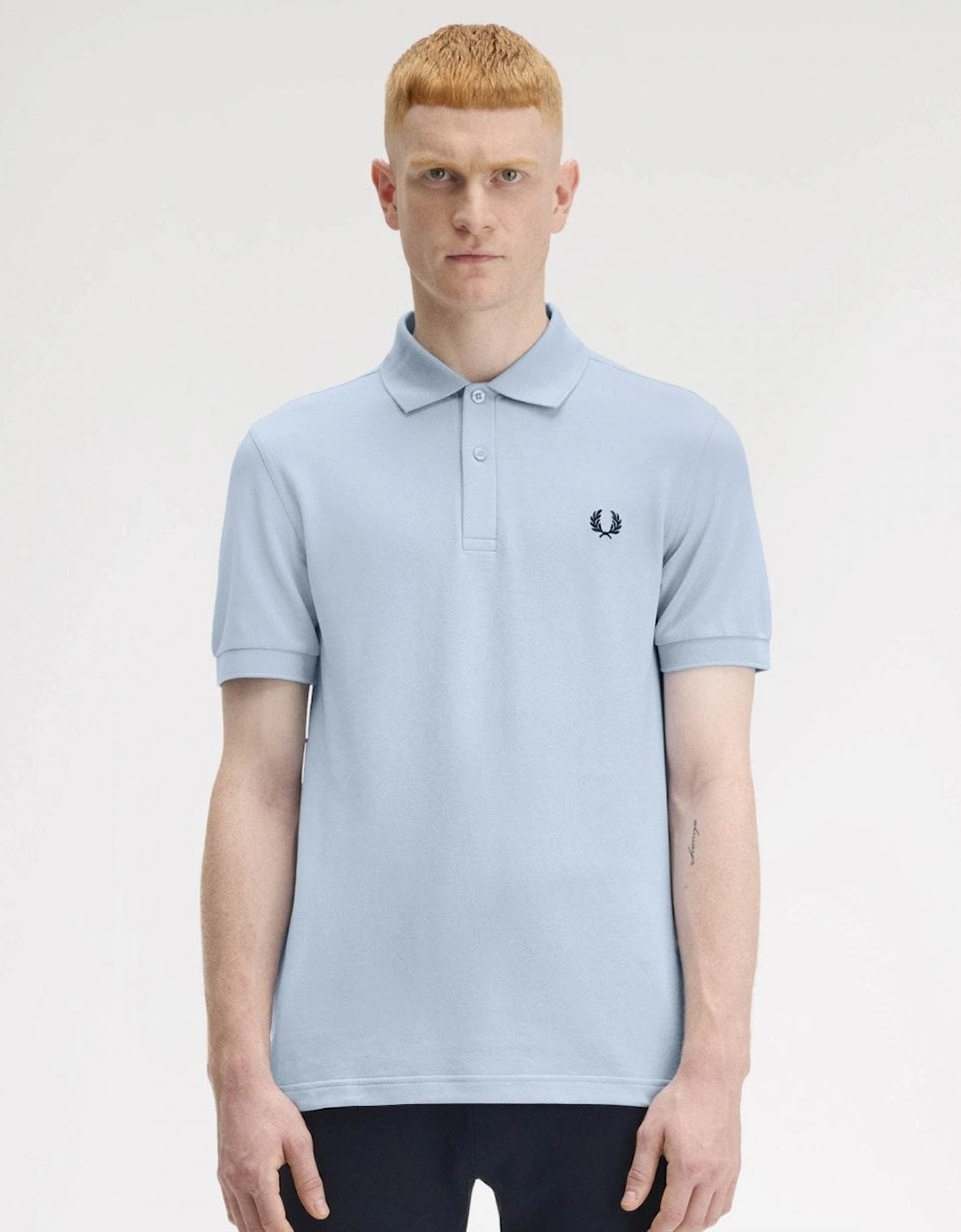 Men's Fred Perry Mens Plain Signature Polo Shirt - Light Smoke/Navy Y69 - Blue - Size: 38