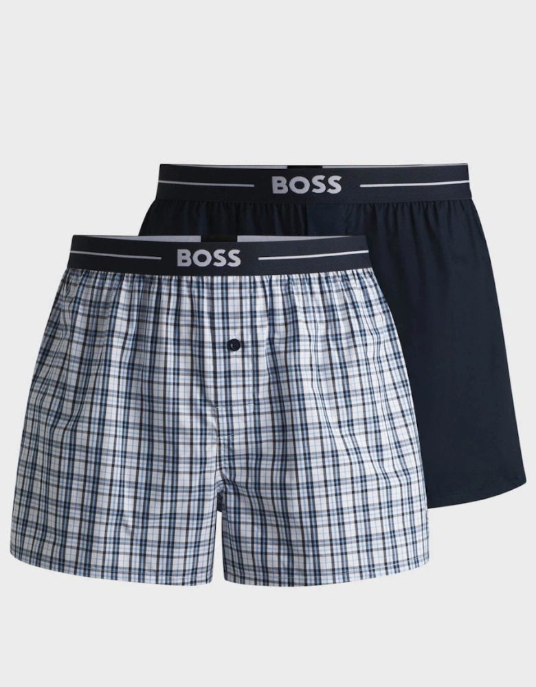 BOSS Orange Boxer 2-Pack Mens Cotton Pyjama Shorts with Logo Waistbands