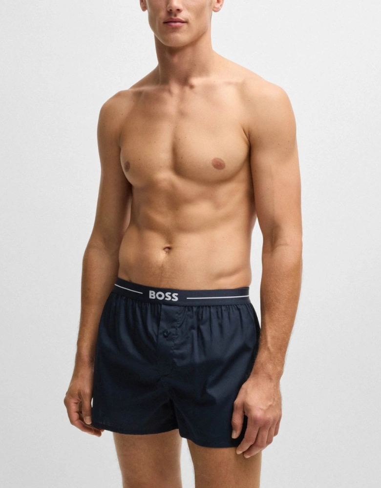 BOSS Orange Boxer 2-Pack Mens Cotton Pyjama Shorts with Logo Waistbands