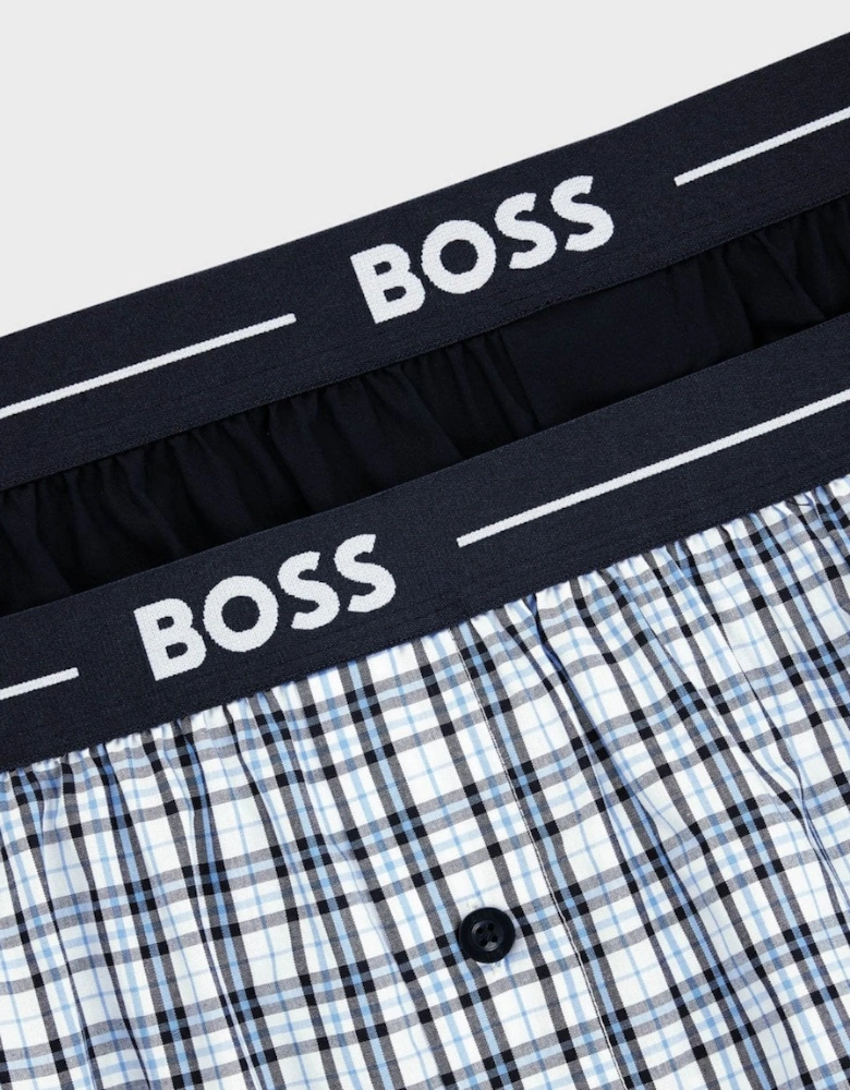 BOSS Orange Boxer 2-Pack Mens Cotton Pyjama Shorts with Logo Waistbands