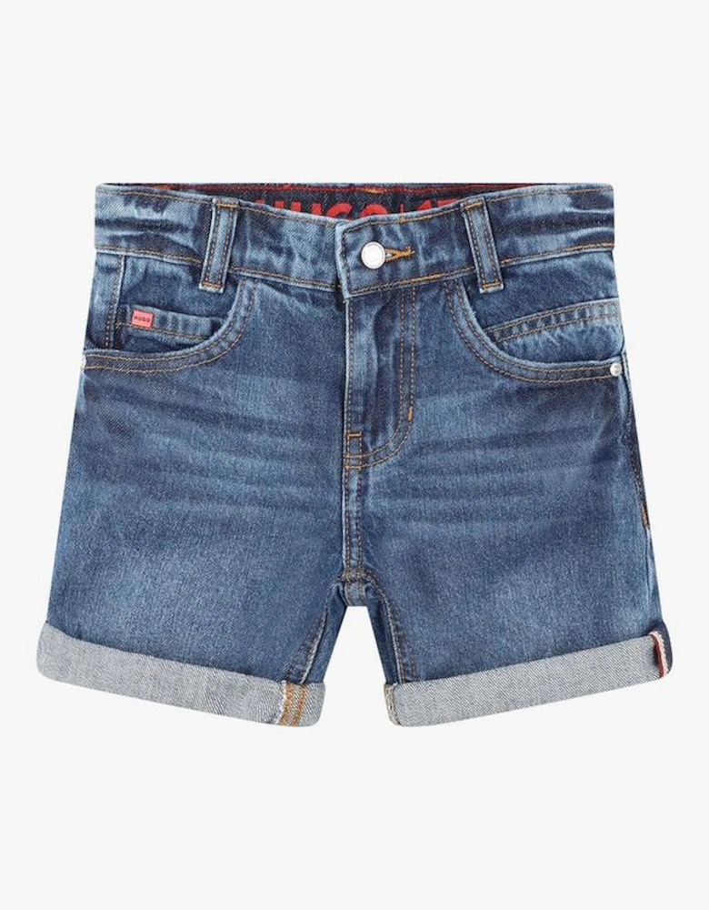 HUGO BLEACHED SOFT DENIM SHORTS