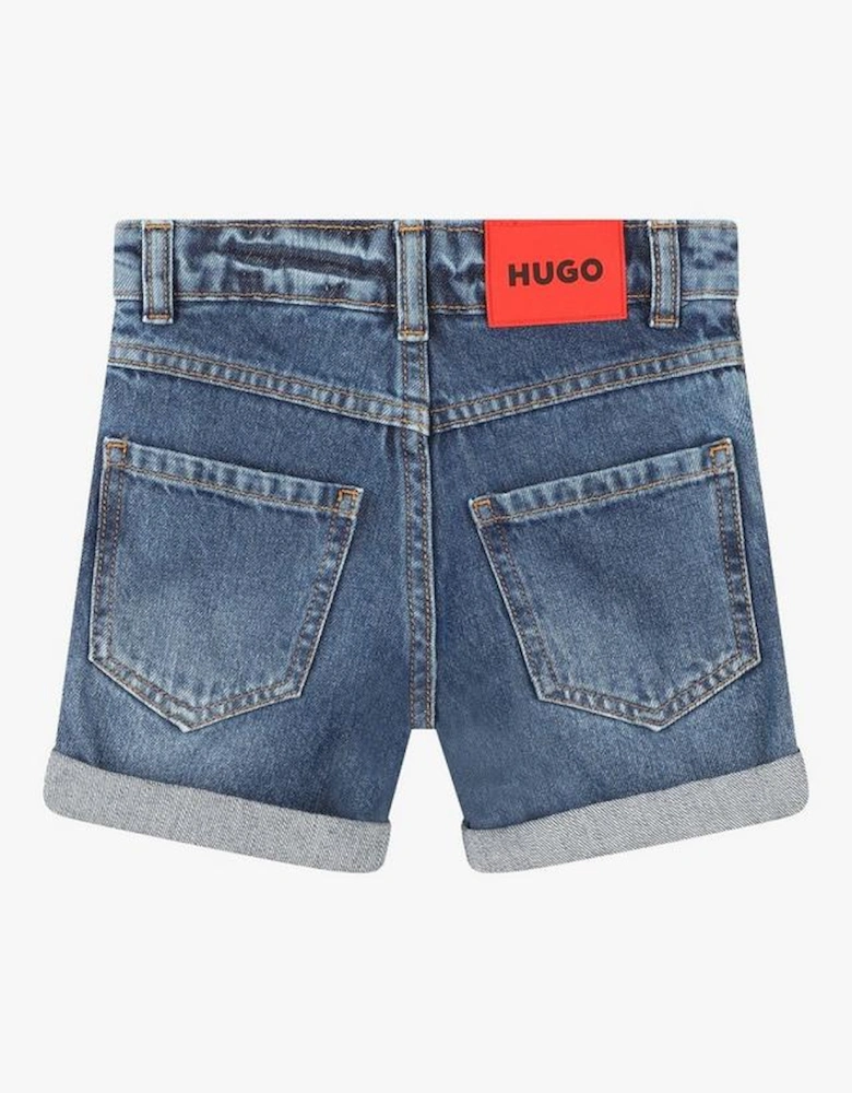 HUGO BLEACHED SOFT DENIM SHORTS