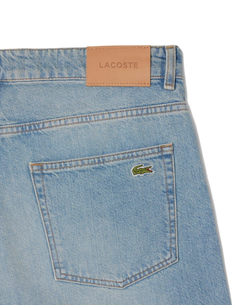 Straight Fit Denim Bermuda Shorts Blue