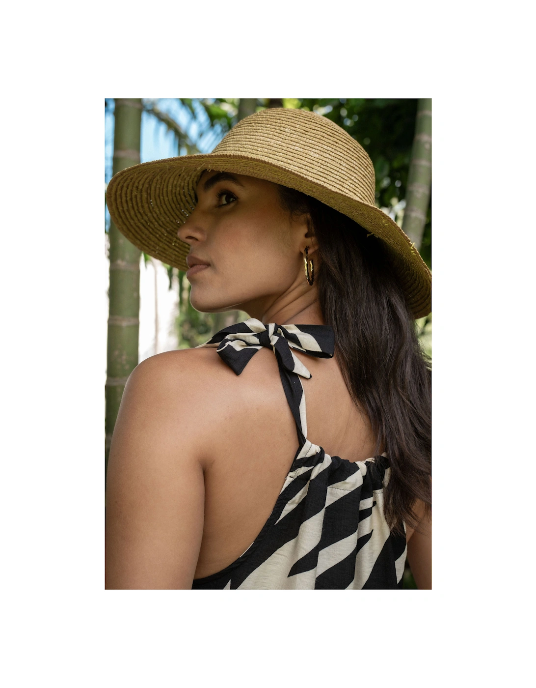 Mono Zebra Print Tie Shoulder Maxi Dress