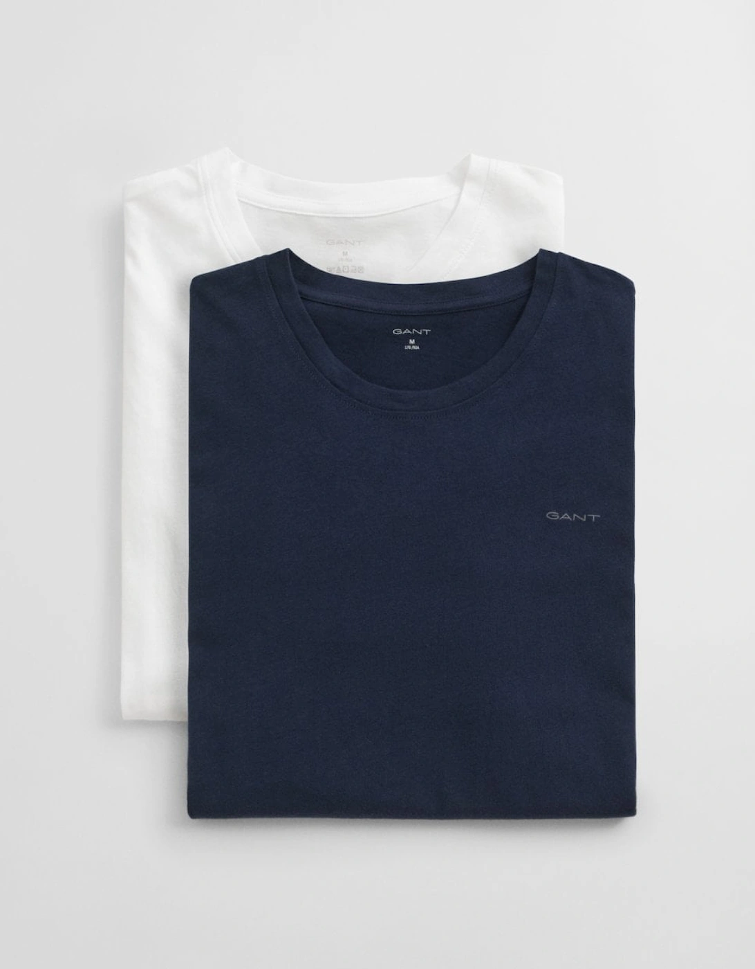 Gant Men's Navy 2-Pack Crew Neck T-Shirts - 109 /White - Size 38