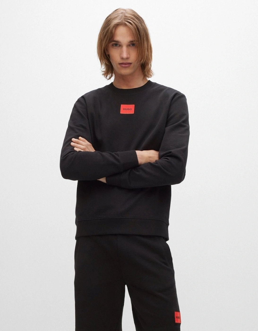 Hugo Boss Men's Black Hugo Diragol212 Label Logo Sweatshirt - 001 - Size: 38