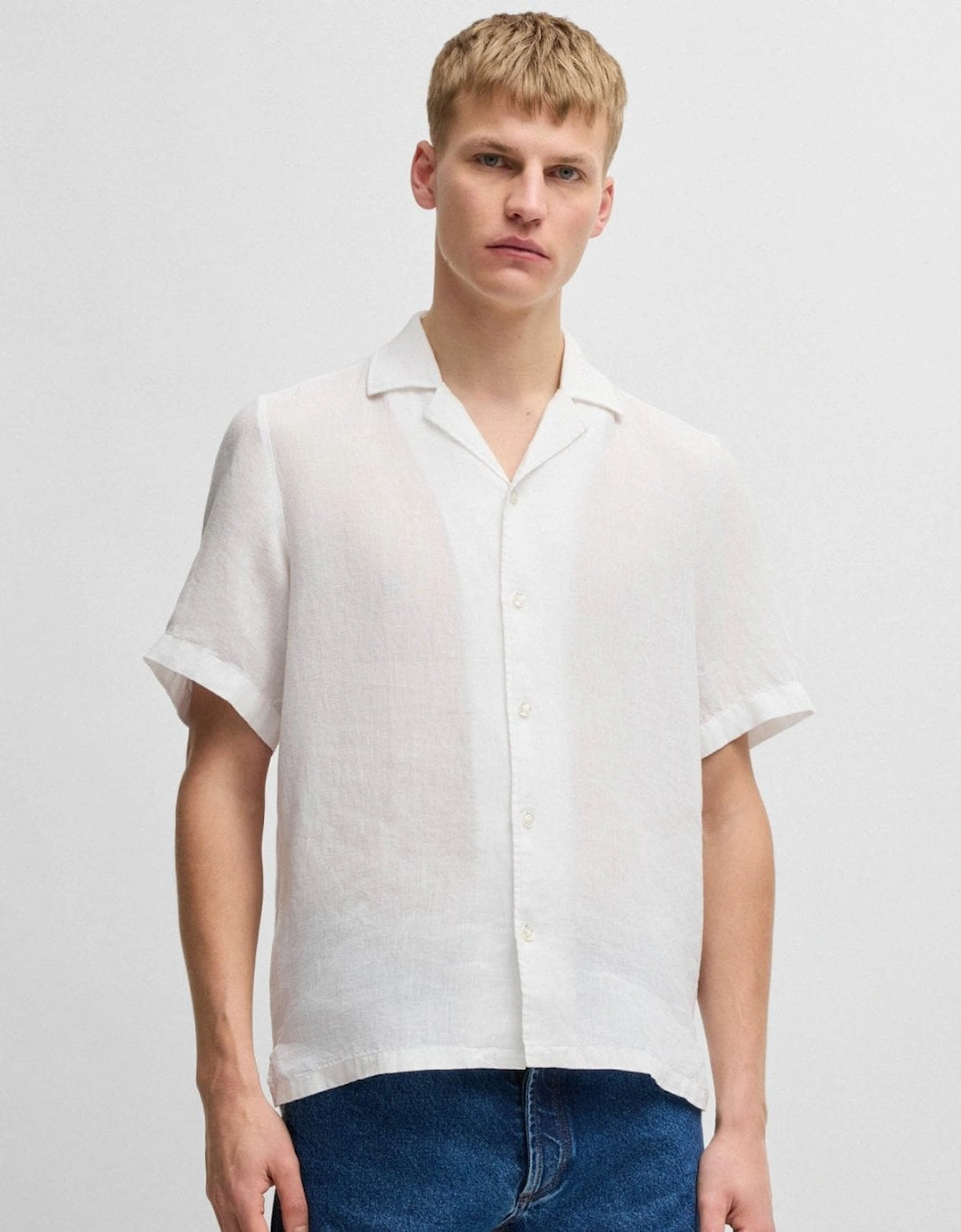 Men's BOSS Orange Rayer Mens Short Sleeve Shirt 50546244 - White - Size: XXL