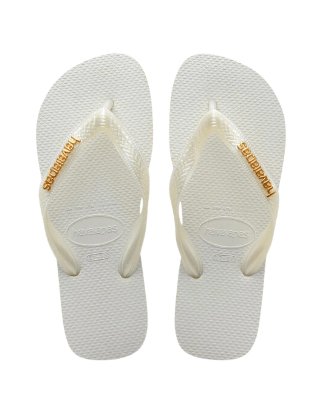 Havaianas Women's White Logo Metallic Flip Flops - : 8 Size 8 Uk