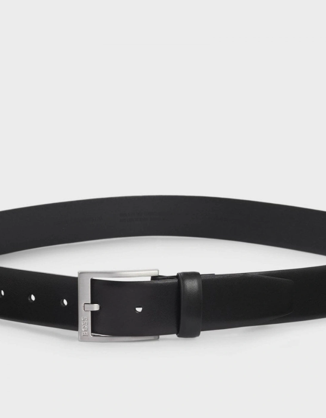 BOSS Orange Mens Italian-Leather Belt with Silver-Toned Buckle