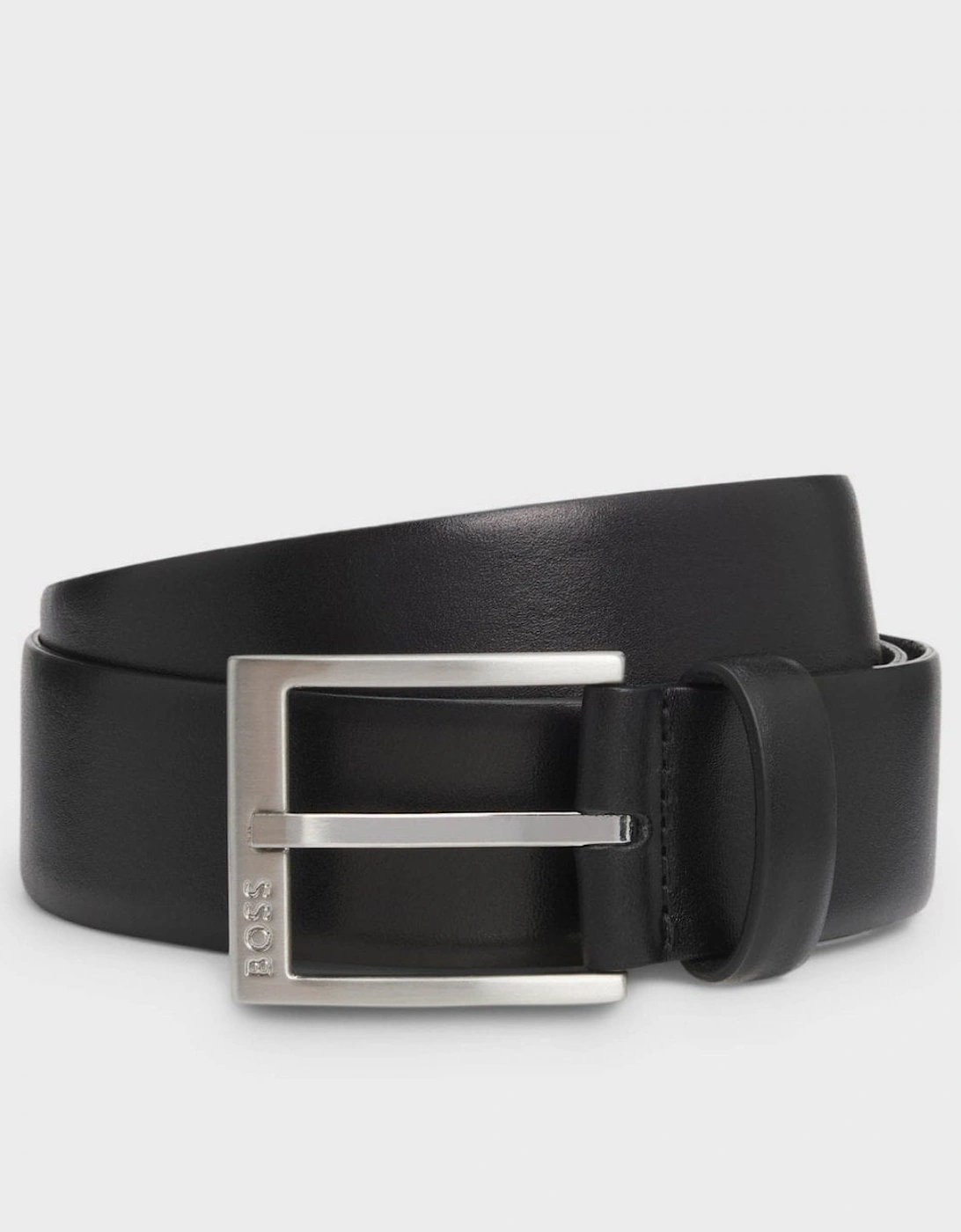 BOSS Orange Mens Italian-Leather Belt with Silver-Toned Buckle, 4 of 3