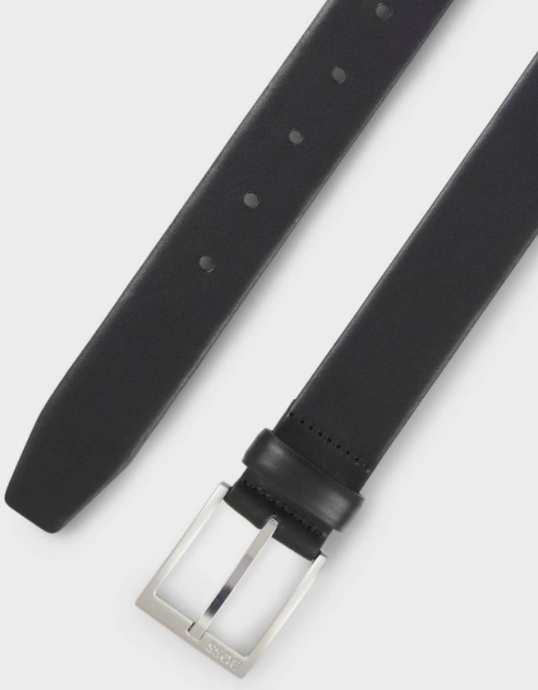 BOSS Orange Mens Italian-Leather Belt with Silver-Toned Buckle