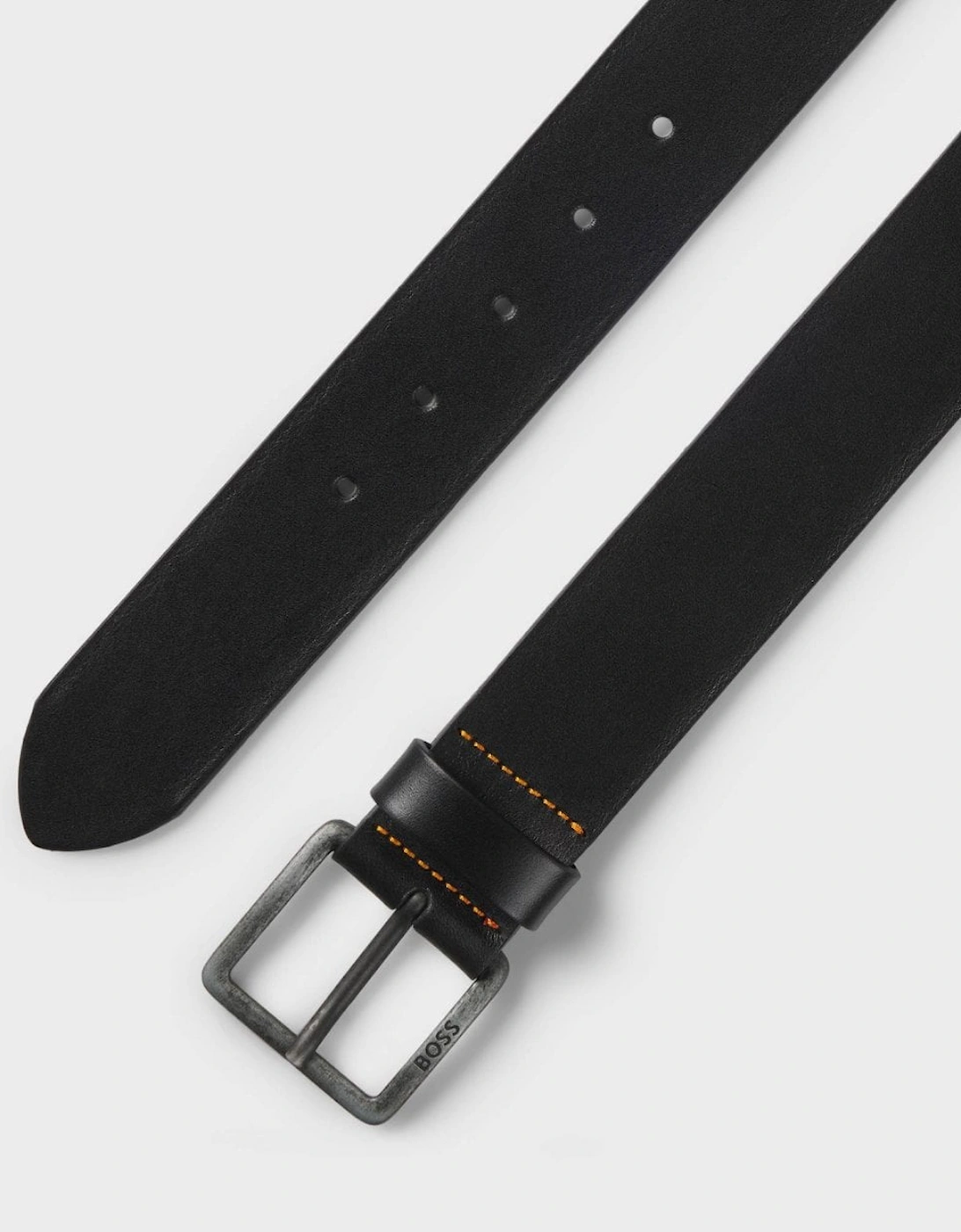 BOSS Orange Jeeko Mens Leather Belt with Logo Buckle NOS