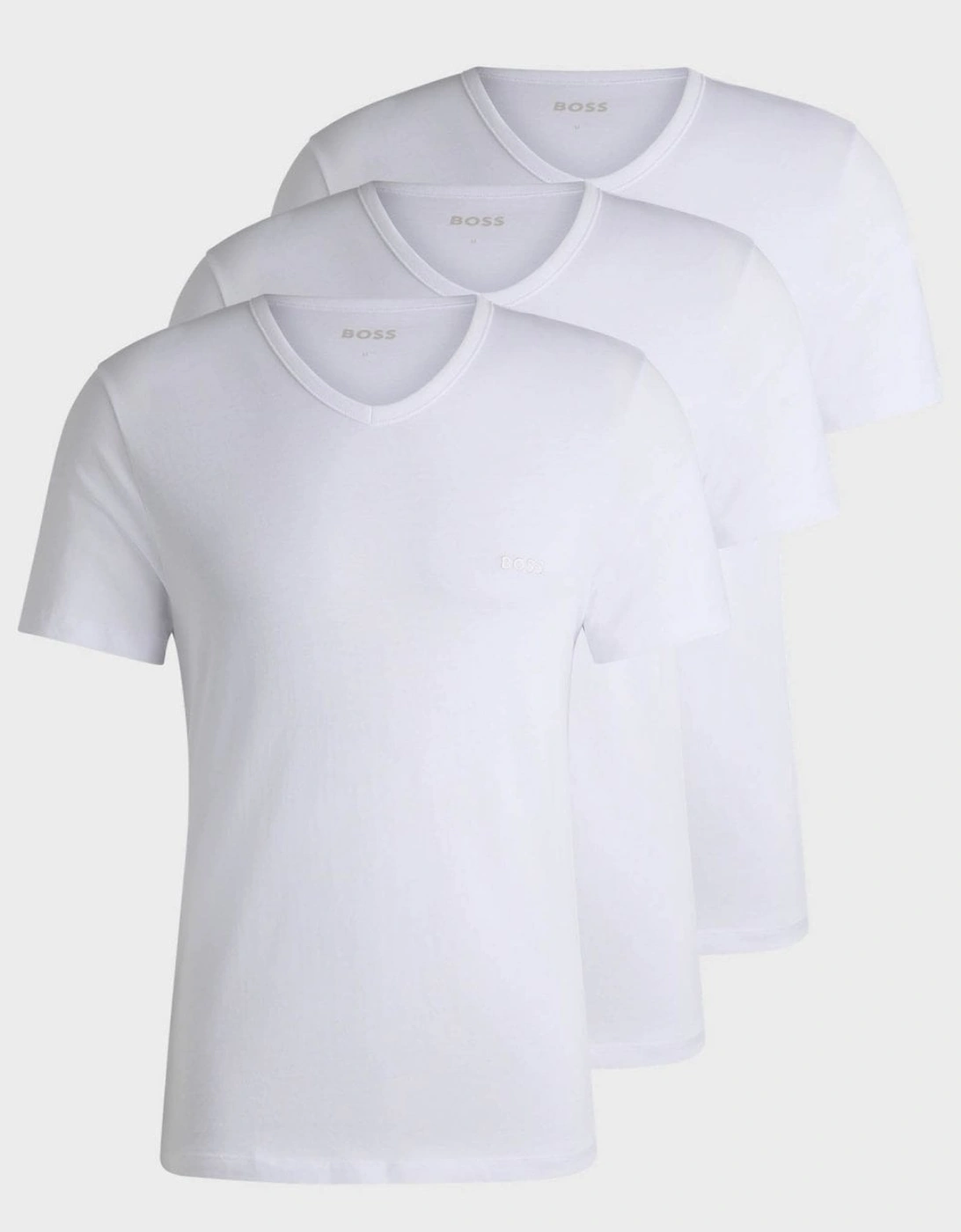 Men's BOSS Orange 3-Pack Mens V-Neck Underwear T-Shirts in Cotton Jersey - White 100 - Size: 42