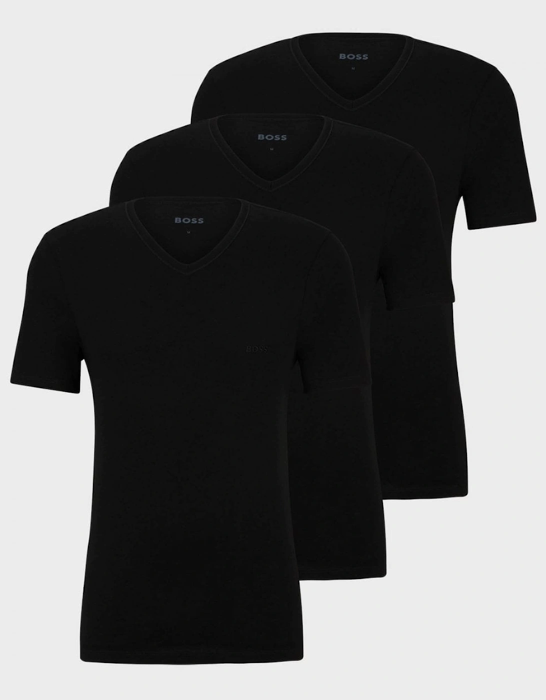 Men's BOSS Orange 3-Pack Mens V-Neck Underwear T-Shirts in Cotton Jersey - Black 001 - Size: 40