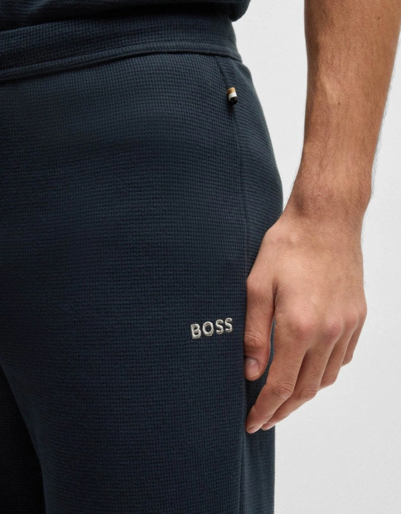 BOSS Orange Waffle Mens Cotton-Blend Pyjama Bottoms with Embroidered Logo