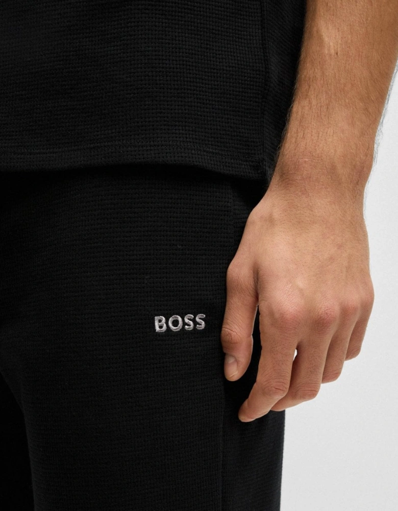 BOSS Orange Waffle Mens Cotton-Blend Pyjama Bottoms with Embroidered Logo