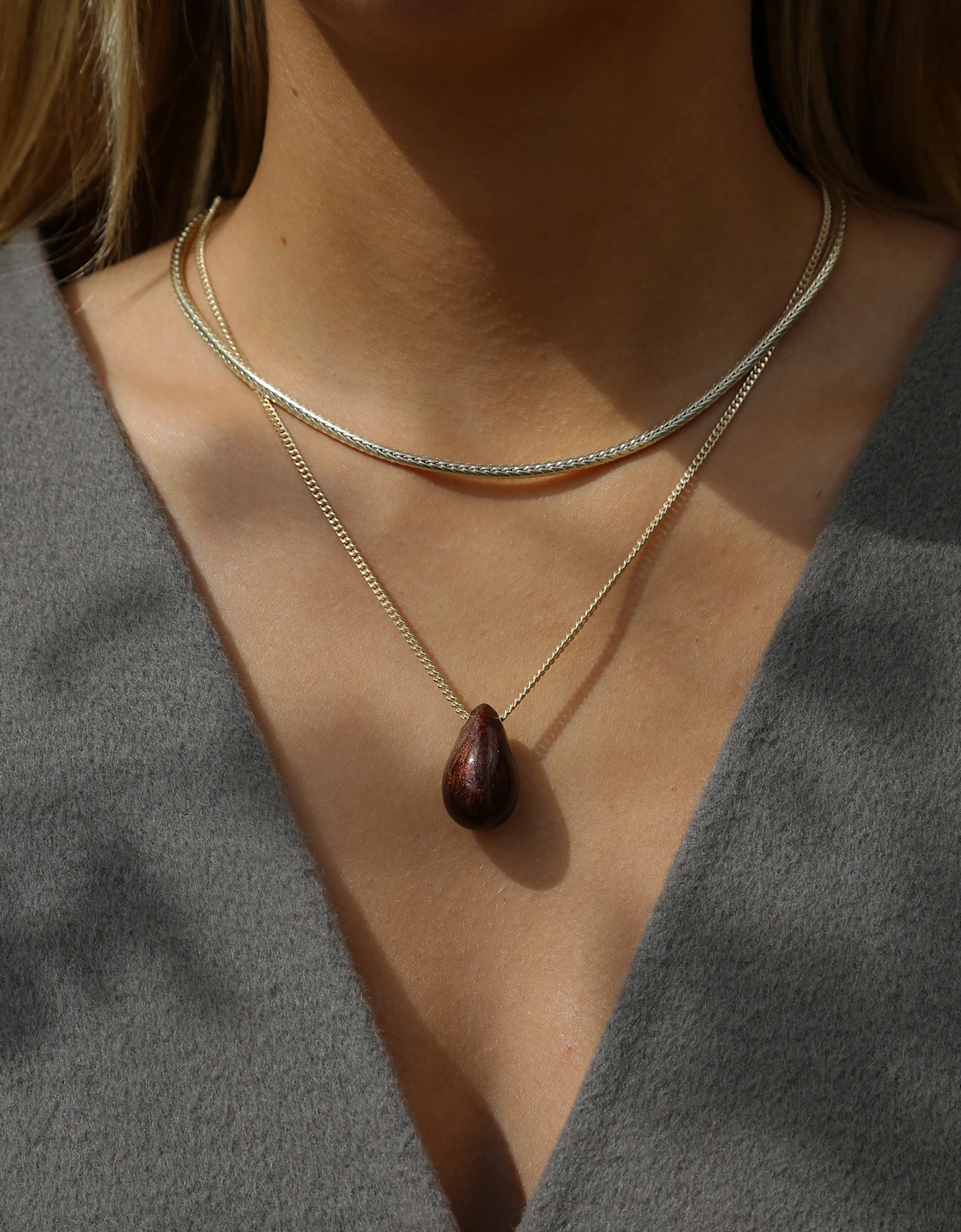 Hush Necklace Brown Shimmer Enamel