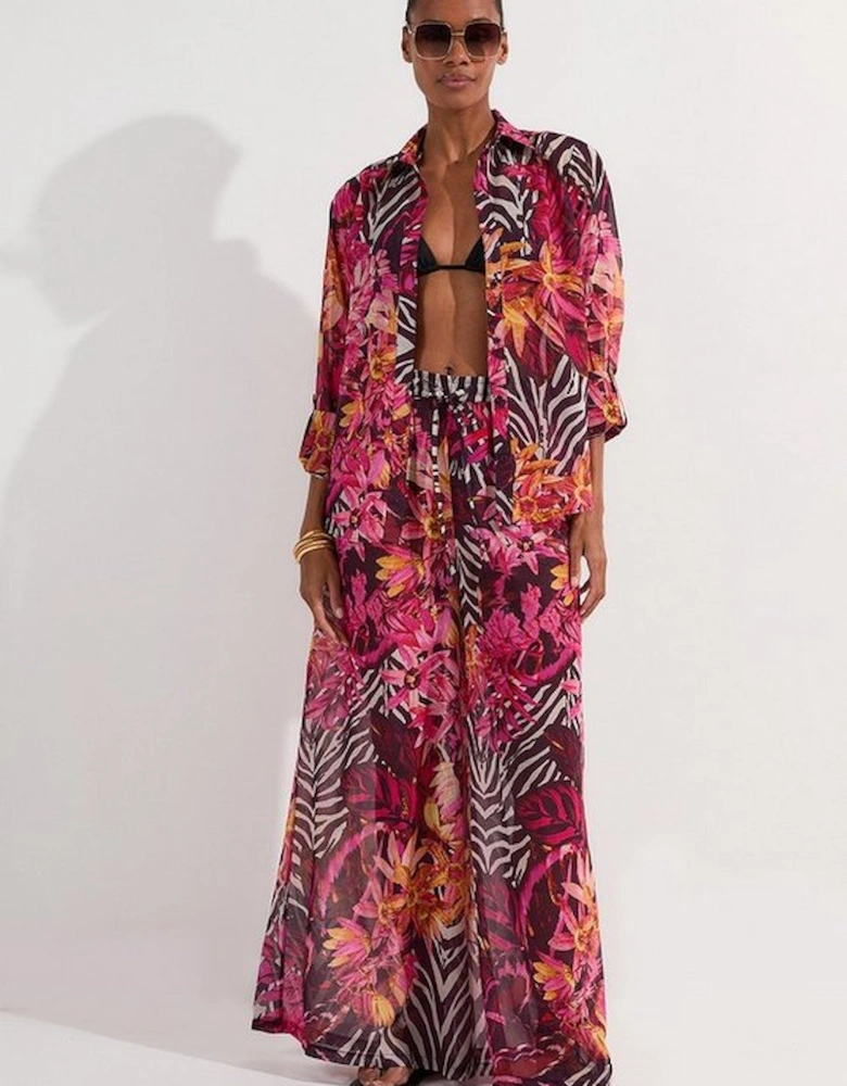 Beach Tropical Viscose Georgette Beach Shirt